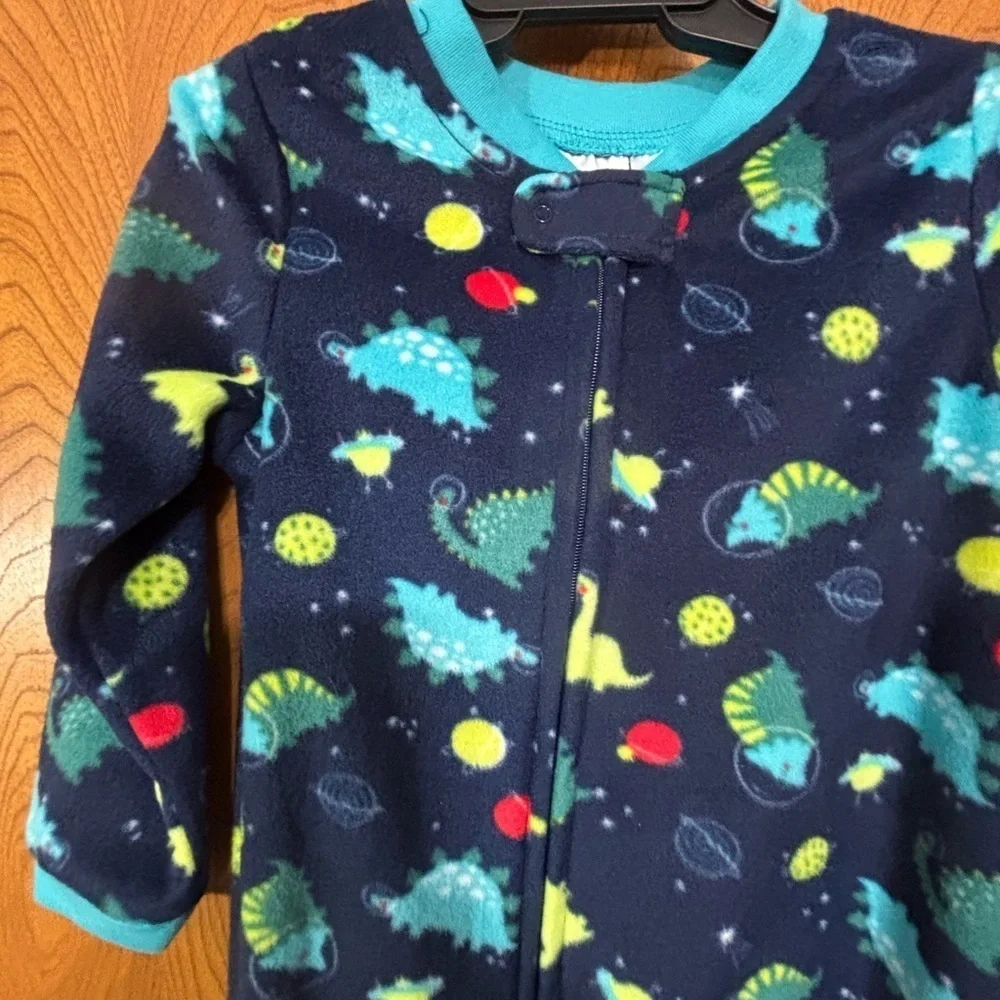 Kidgets Dinosaur Plush Fleece Pajama Sleepers with Feet 3T